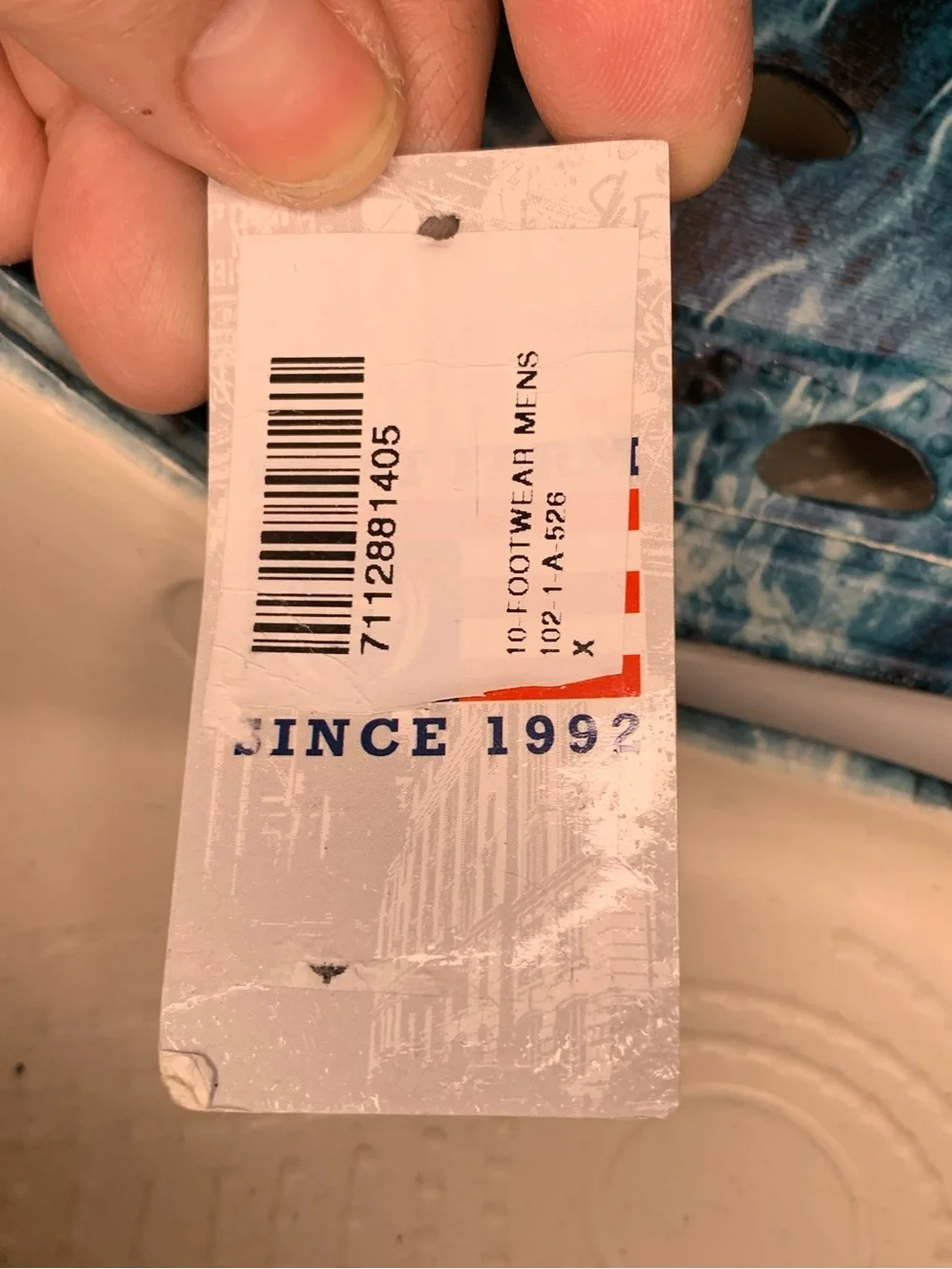 PhatFarm Water-Print Slip-On Clogs Sandals in Teal Blue